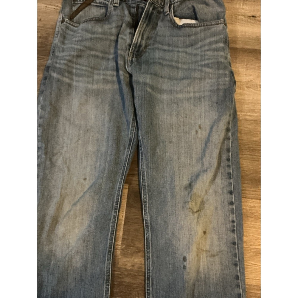 Ariat Legacy M2 Traditional Relaxed Boot Cut Jeans Men's 31x34 Blue Denim STAINS - Picture 3 of 9